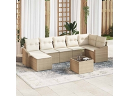 Vidaxl Conjunto De Sofá De Jardim 8 Unid. Bege E Creme Vime Pe
