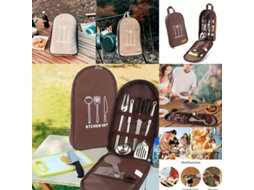 Marrom Bolsa Organizadora Portátil Utensílios Cozinha Camping Prática Transportar Churrasco Culinária Compacto Talheres Viagem