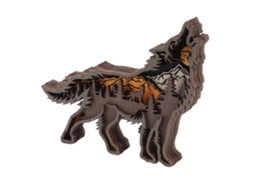 Estátua De Lobo De Madeira Com Luz De Corda Decoração Presente