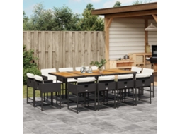 Conjunto 13 Pcs de Jantar P/Jardim com Almofadões Vime Pe Preto PANGSHIYUAN
