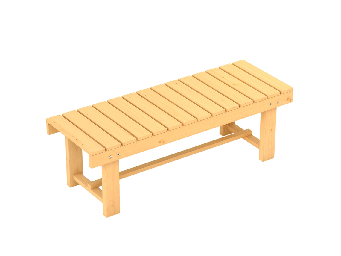 Banco Madeira Natural 110x38x35cm, 2l, À Prova Intempéries, 250kg. Ge