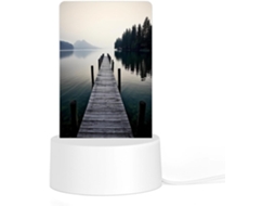 Luminária Noturna De Led Com Plugue, Feita De Acrílico E Plástico, Com Estampa De Lago Madeira E Píer Tranquilo, Ideal