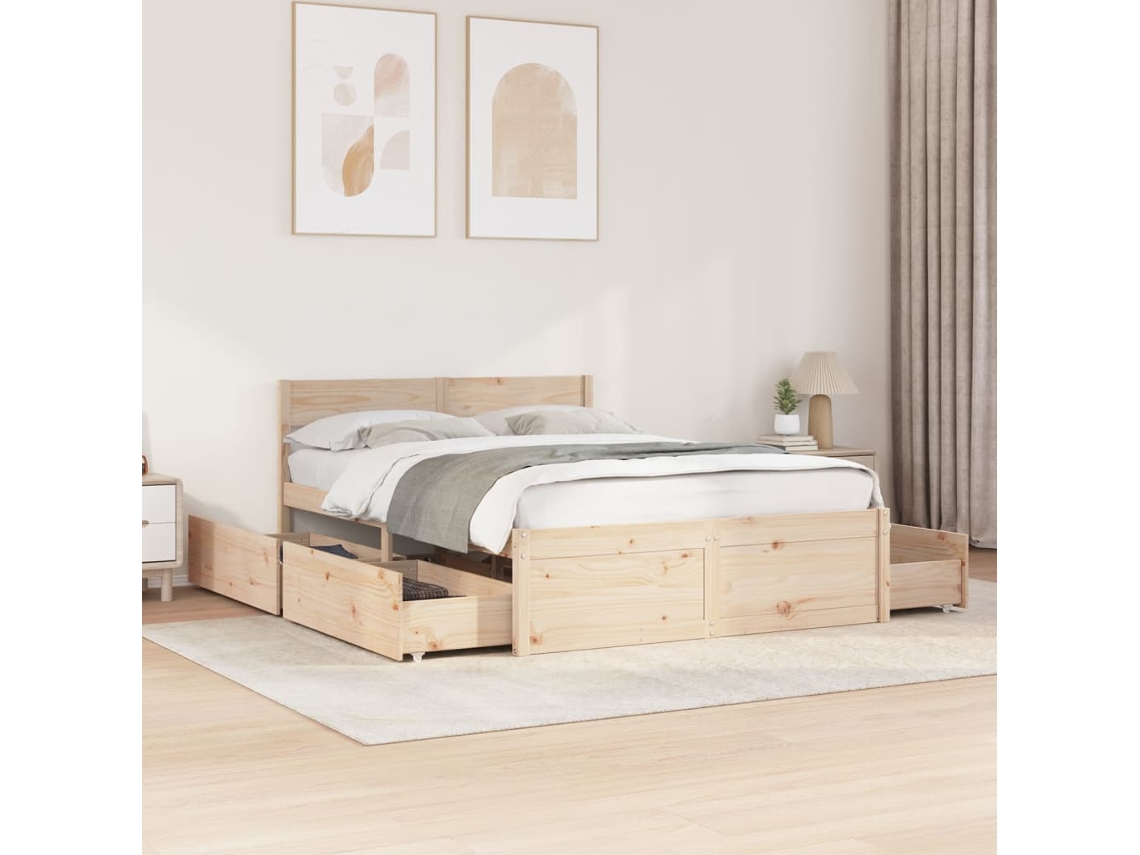 Vidaxl Cama Sem Colchão 120x190 Cm Madeira De Pinho Maciça
