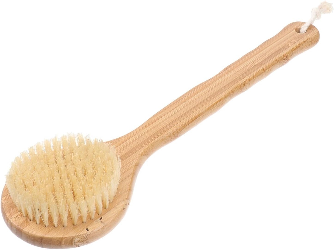 Escova Esfoliante Corporal Com Cabo Longo E Cerdas De Phyllostachys, Escova De Banho Ergonômica Para Remover O Excesso