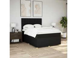 Vidaxl Cama com Molas/colchão 160x200 Cm Tecido Preto