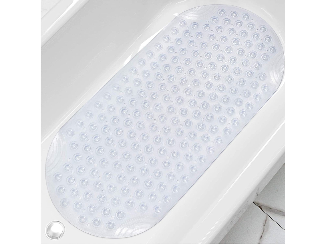 HEXINYIGJLY Tapete Antiderrapante para Banho 88x40cm Branco Translúcido