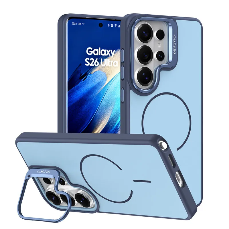 (azul, Galaxy S26 Ultra) Capa Magnética Fosca Para Celular Com Suporte Para Câmera E Proteção Contra Impactos.