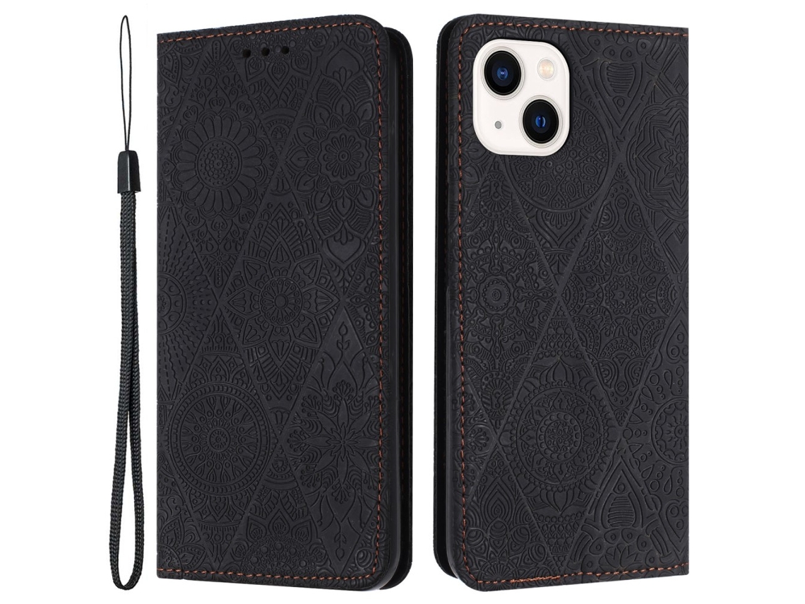 Capa Para Iphone 15 Pele Sintética Preto