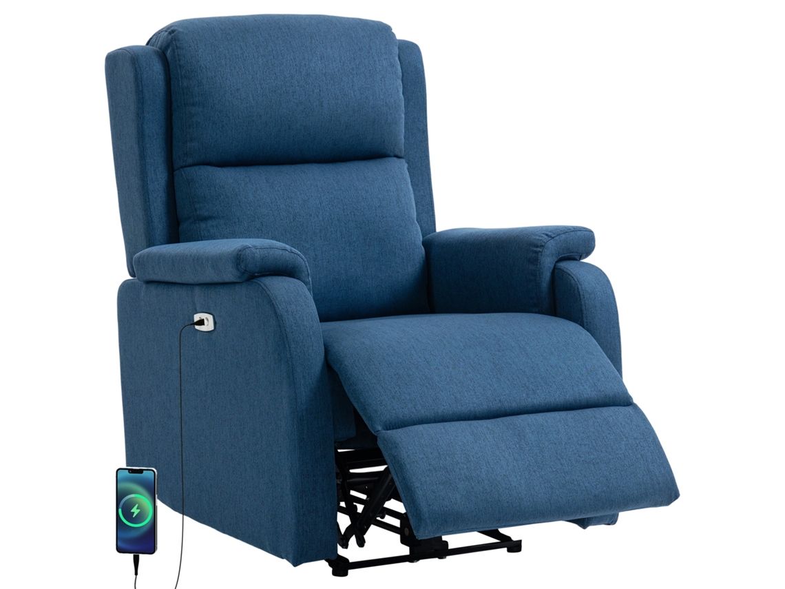 Poltrona Elétrica Reclinável com Apoio para os Pés, Tecido com Textura de Linho, 79x90x106 Cm, Cinza Escuro. SINI TECH STORE