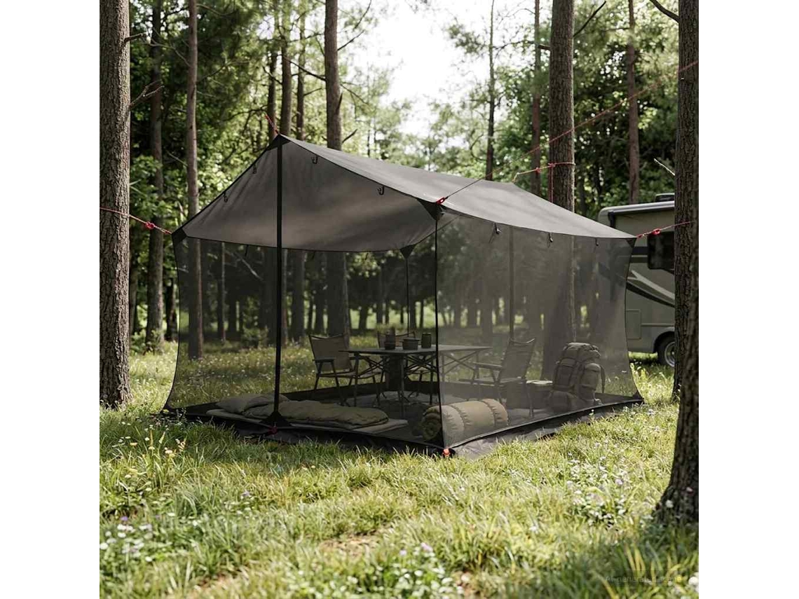 Vidaxl Barraca de Camping com Paredes de Malha Marrom Cinza