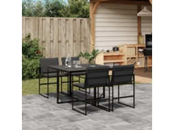 Vidaxl 5 Pcs Conj. De Jantar Para Jardim C/ Almofadões Textilene Preto