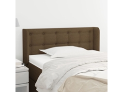 Vidaxl Cabeceira De Cama C/ Abas Tecido 103x16x78/88cm Castanho-escuro