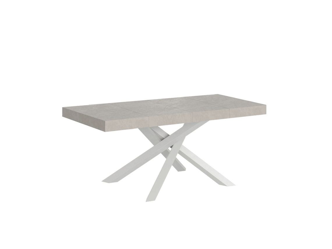 Mesa Extensível Volantis Premium Cashmere 120/224x90 Cm Com Pernas Brancas Itamoby