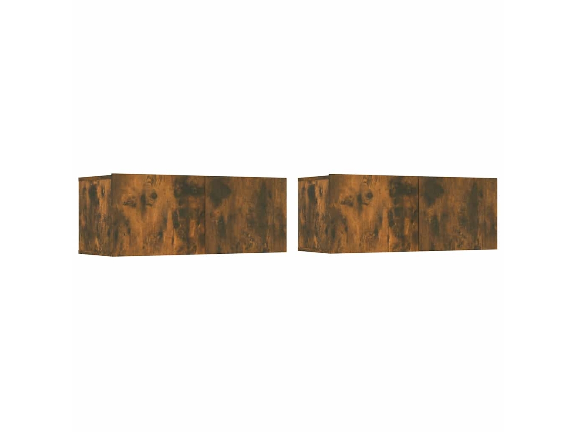 Conjunto de 2 móbiles de TV em madeira defumada de carvalho Madeira, EXCLUSIVO DA MAISON (80x30x30 cm)