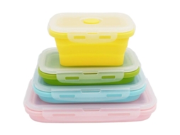 Lancheira dobrável de silicone 2026, recipiente hermético, própria para micro-ondas, lava-louças e freezer, 4 cores