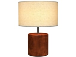 Abajur Rústico com Base de Madeira Tela de Linho Interruptor Basculante E27 40w Ø20x27 Cm Madeira e Bege ZENCORE SERVICES