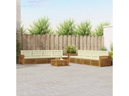 Vidaxl Conjunto De Sofás Para Exterior 9 Unid. Natural E Creme