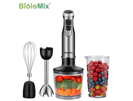 Liquidificador de mão Biolomix BHB1200 4 em 1 1200 W, 6 velocidades, lâmina de aço inoxidável.bazarland30 POS