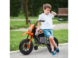Mota Elétrica Infantil, 12v, Música, Rodas Treino, 3-6 Anos, Laranja