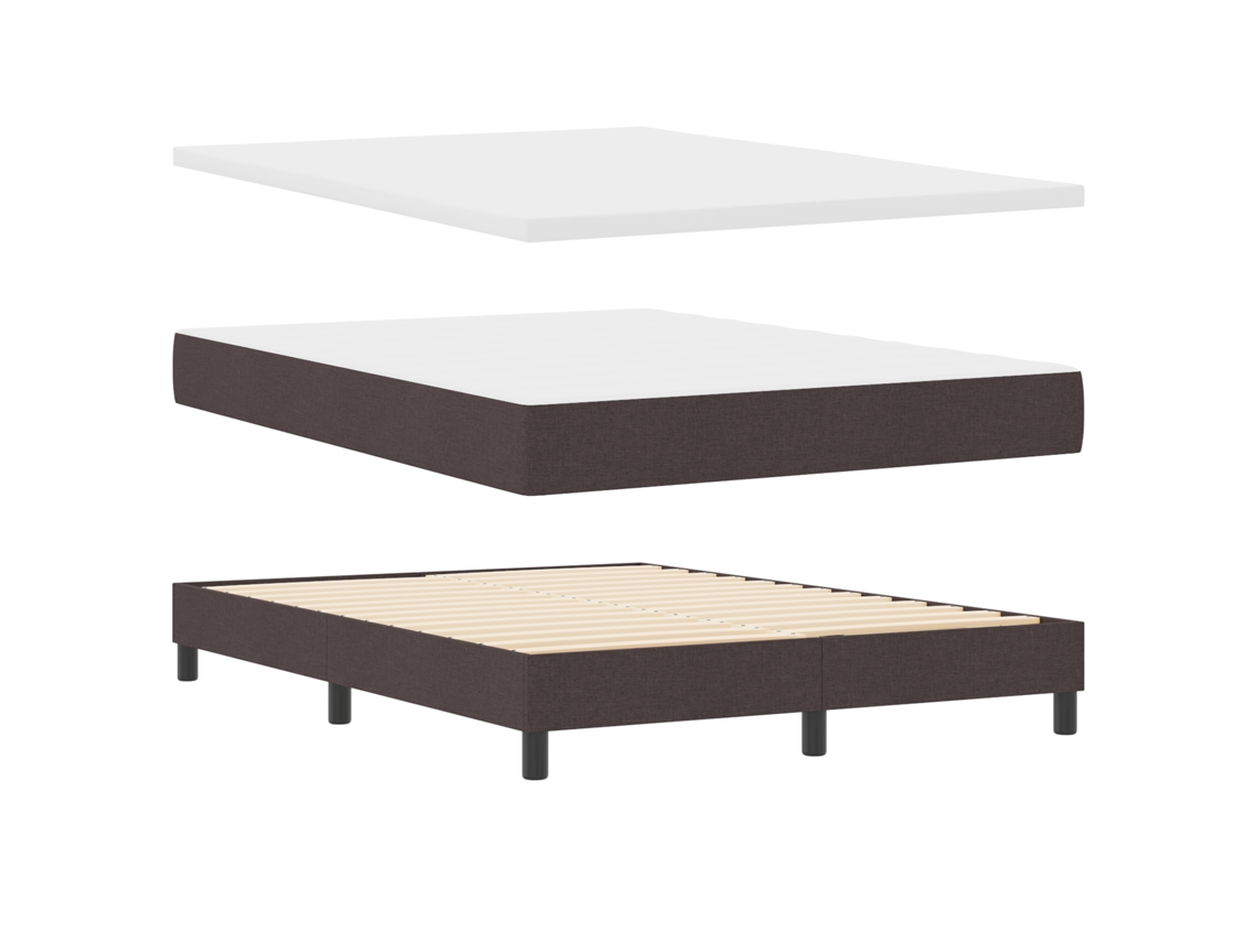 Conjunto 1 Cama Box Vidaxl Castanho Tecido (140 X 200 Cm)