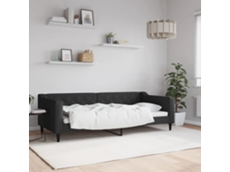 Vidaxl Sofá-cama 90x200 Cm Tecido Preto