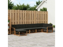 Vidaxl Conjunto De Sofás Para Exterior 7 Unid. Natural E Preto