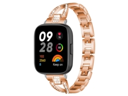 Bracelete para Redmi Watch 3 Metal Diamante em Formato de X Ouro Rosa XIAOMOYU