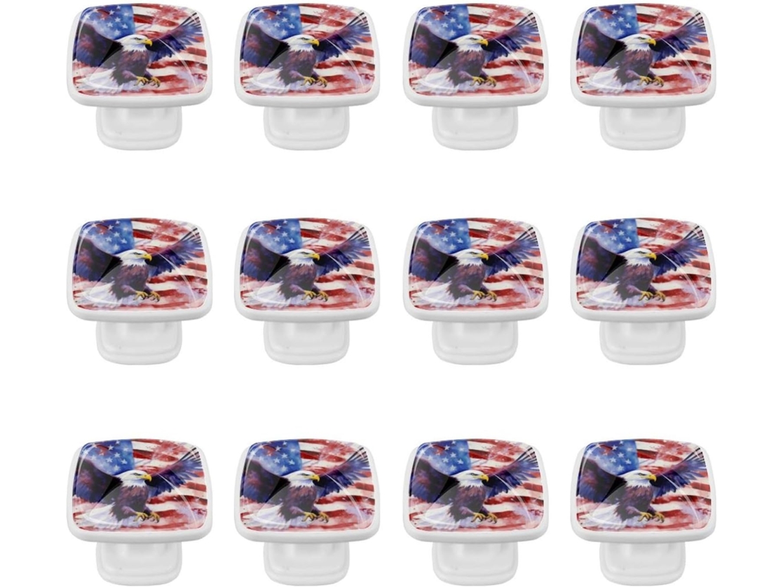 Puxadores Quadrados Para Armários De Cozinha, Puxadores Para Gavetas De Cômoda, 12 Peças, Bandeira Americana E Águia