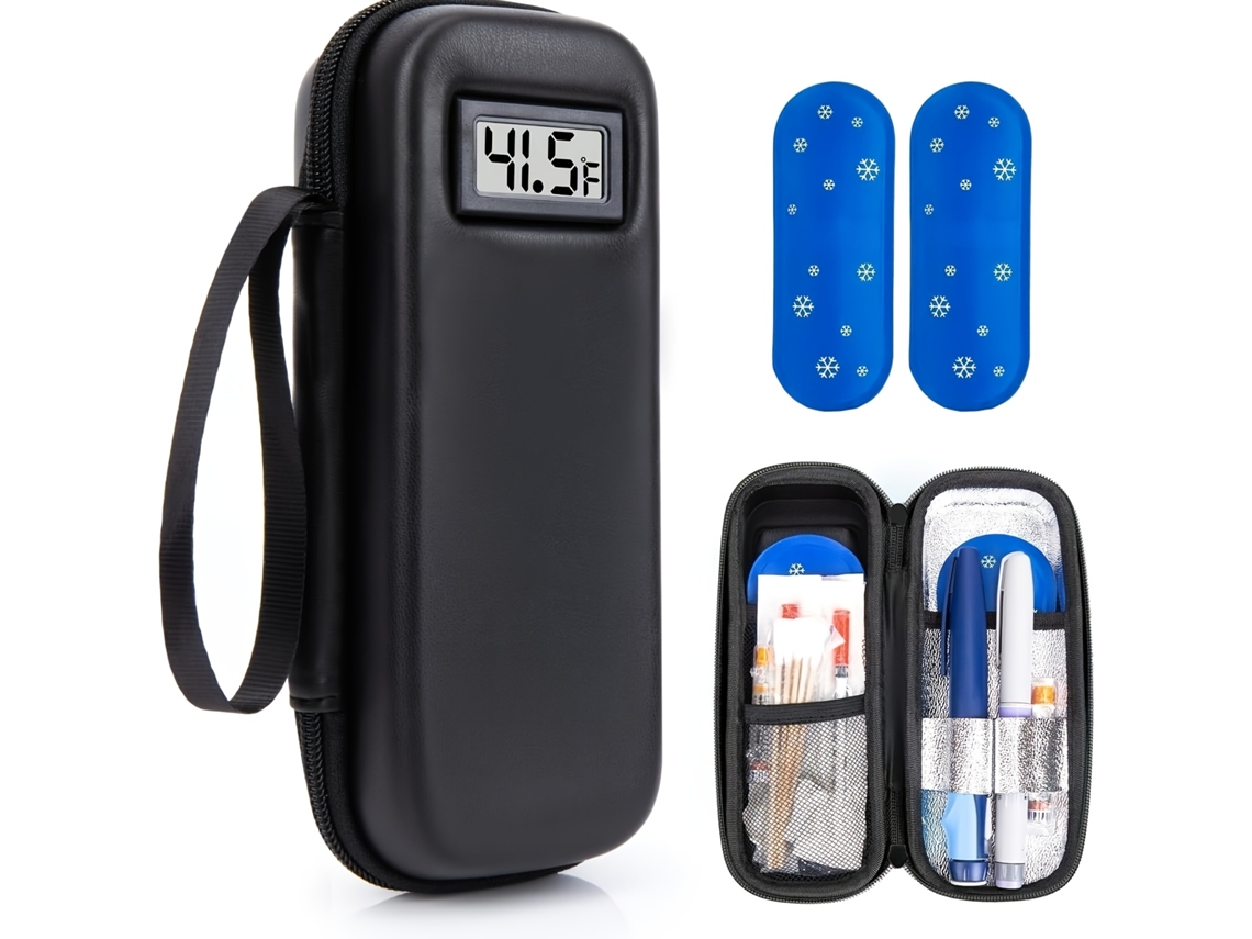 Bolsa Térmica Insulina Bolsa Térmica Para Medicamentos Com Visor De Temperatura E 2 Bolsas De Gelo (preta) Spqment