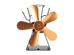 Ventilador de chaminé a calor 5 lâminas base trapezoidal para fogões a lenha querosene ouro S/MARCA