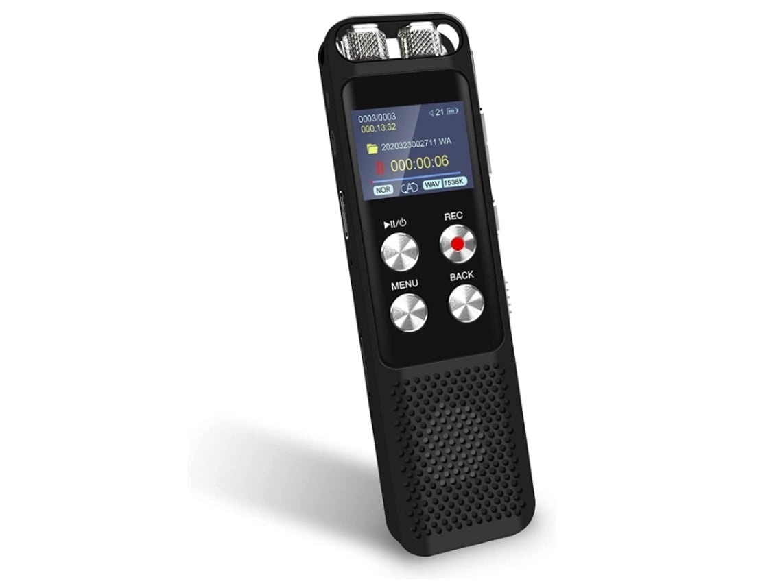 Lurelia Gravador De Chamadas Telefónicas 16gb Com Ativação Por Voz, Redução De Ruído, Reprodução Mp3 Para Reuniões, Aulas, Palestras - Preto
