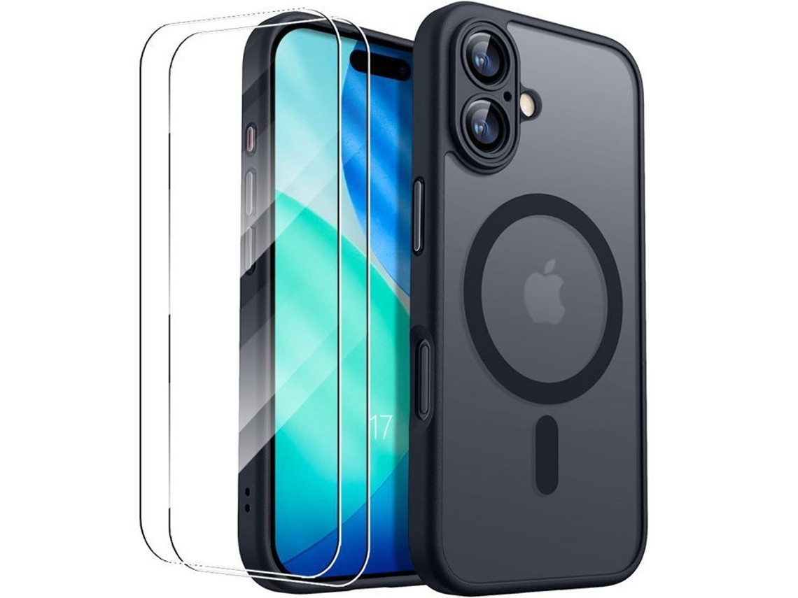 Capa Protetora - Booling - Para Iphone 17 - Preta - Anel Magnético - 2 Películas De Vidro Temperado