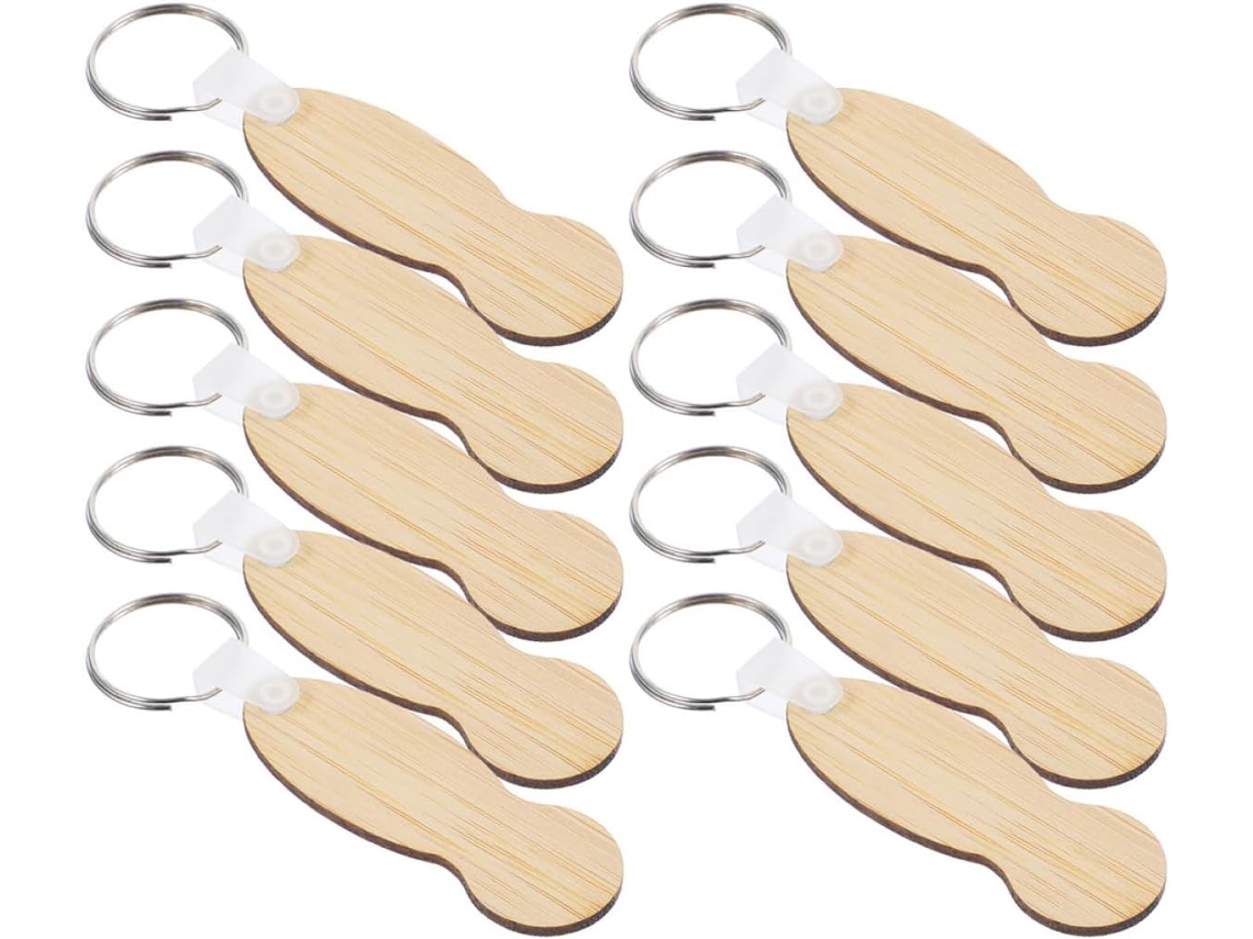 Chaveiro Fácil De Transportar, Pacote Com 10 Peças, Plug De Carrinho Em Bambu Natural, Leve E Elegante