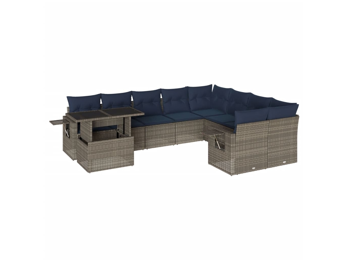 Conjunto de Sofá de Jardim, 10 Peças, Almofadas, Rattan Cinza MAISON EXCLUSIVE