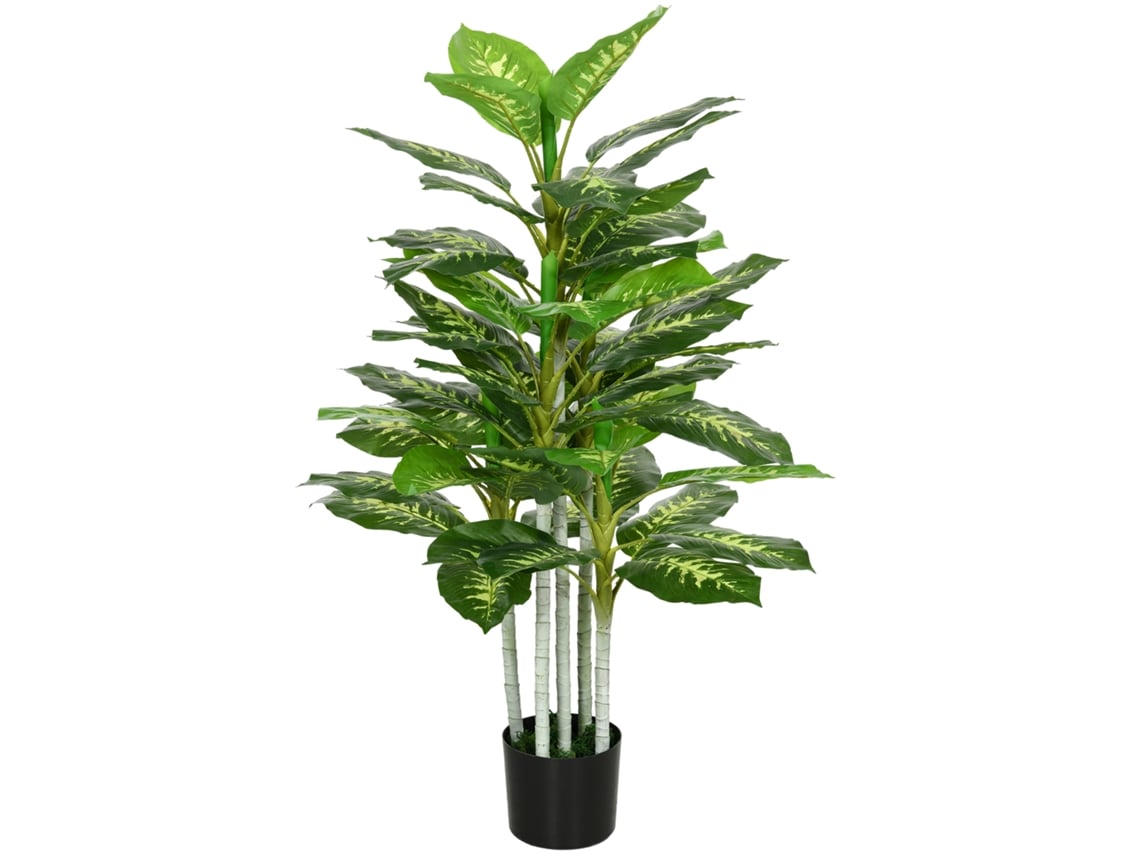 Planta Artificial Calathea (53 Folhas, 120cm, Vaso Cimento)