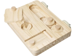 Plataforma De Forrageamento Para Papagaios Em Madeira Natural Com Blocos Deslizantes, Brinquedo.