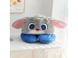 Almofada de Pescoço com Capuz em Formato U, Estampa de Raposa e Outros Animais, Estilo Anime da Sanrio, Cor Cinza BRILVIBERA