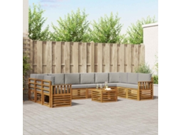 Vidaxl Conjunto De Sofás Para Exterior 11 Unid. Cinza Natural E Claro
