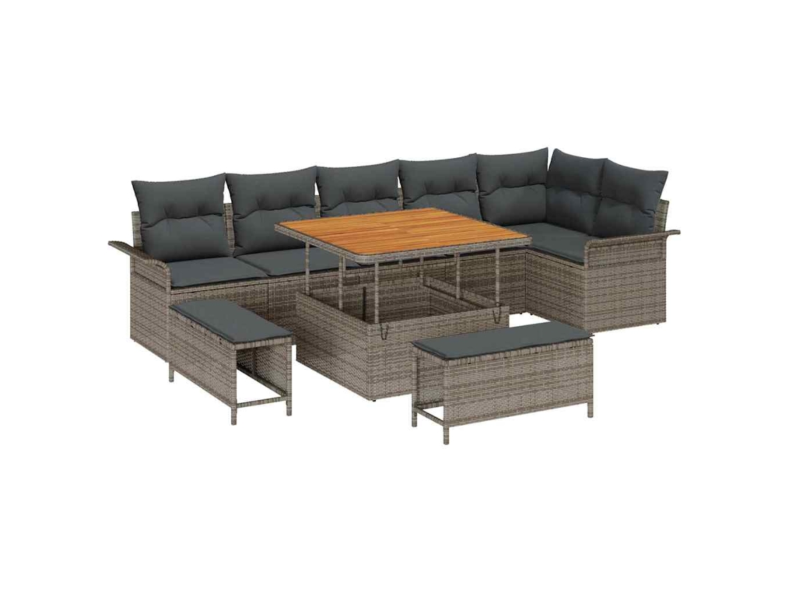Maison Exclusive - Conjunto De Sofá De Jardim Com Almofada 9 Pcs Cinzeto