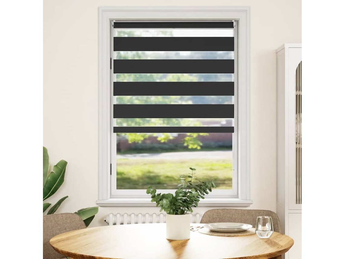 Vidaxl Cortina Zebra, 100,9 X 175 Cm, Largura Do Tecido 96,7 Cm, Preta.