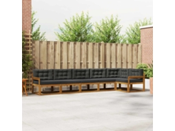 Vidaxl Conjunto De Sofás Para Exterior 6 Pcs Natural E Antracite