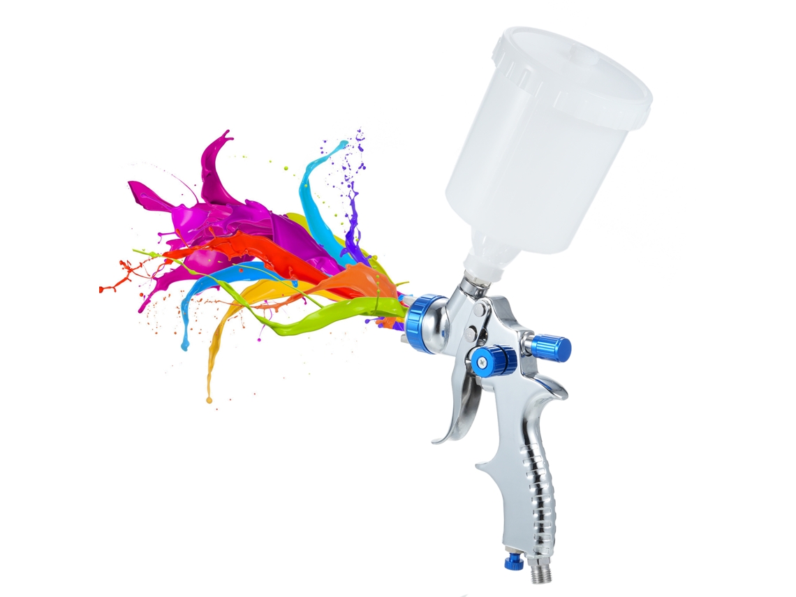 Kit Pulverizador De Pintura Gravidade Com Bico 1.3mm E Copo 600cc Para Móveis Próximo Carro