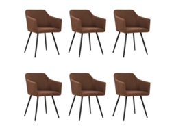 Vidaxl Cadeiras De Jantar 6 Pcs Tecido Castanho