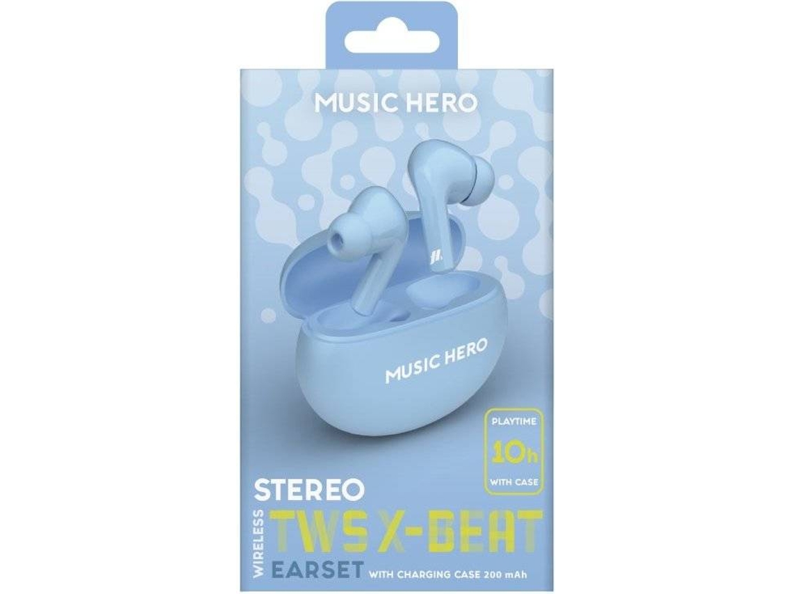 Auriculares Bluetooth SBS Stereo TWS X-Beat Music Hero (In Ear - Autonomia: Até 3 Horas - Azul Claro)