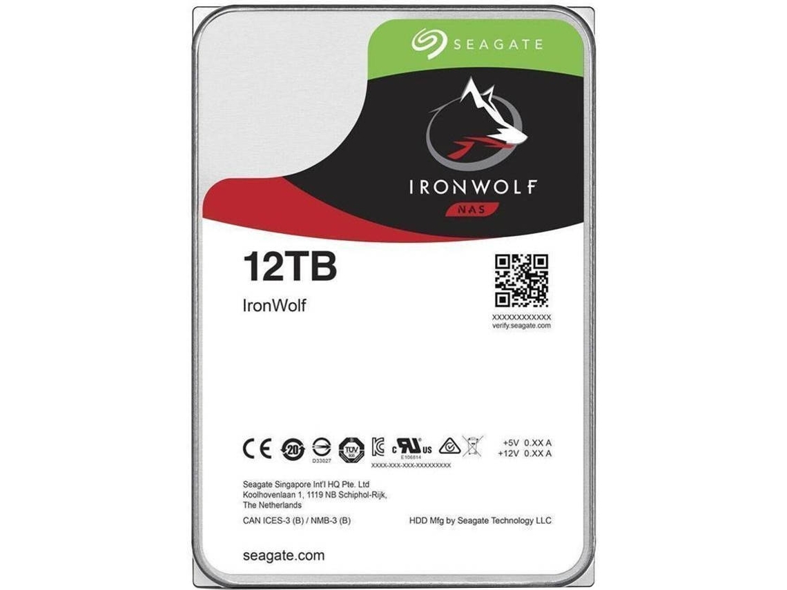 Disco HDD Interno SEAGATE IronWolf (12 TB - SATA - 7200 RPM)