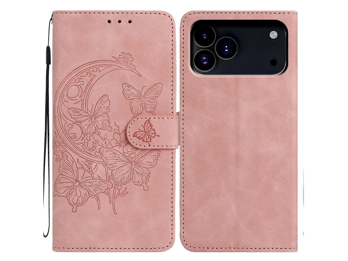 Capa De Celular De Couro Com Estampa De Dança De Borboleta Ao Luar