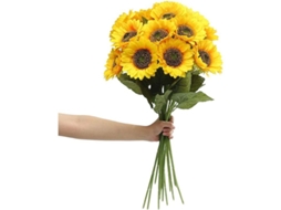Flores de Girassol Nova Line, 6, longas, seda, decoração, jardim, casamento, amarelo, marca S/MARCA