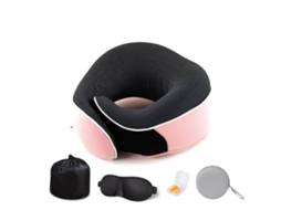 Travesseiro De Viagem Formato U, Em Espuma Viscoelástica, Para Avião E Carro, Travesseiro Ergonômico Para O Pescoço, Capa Lavável_tf Rosa