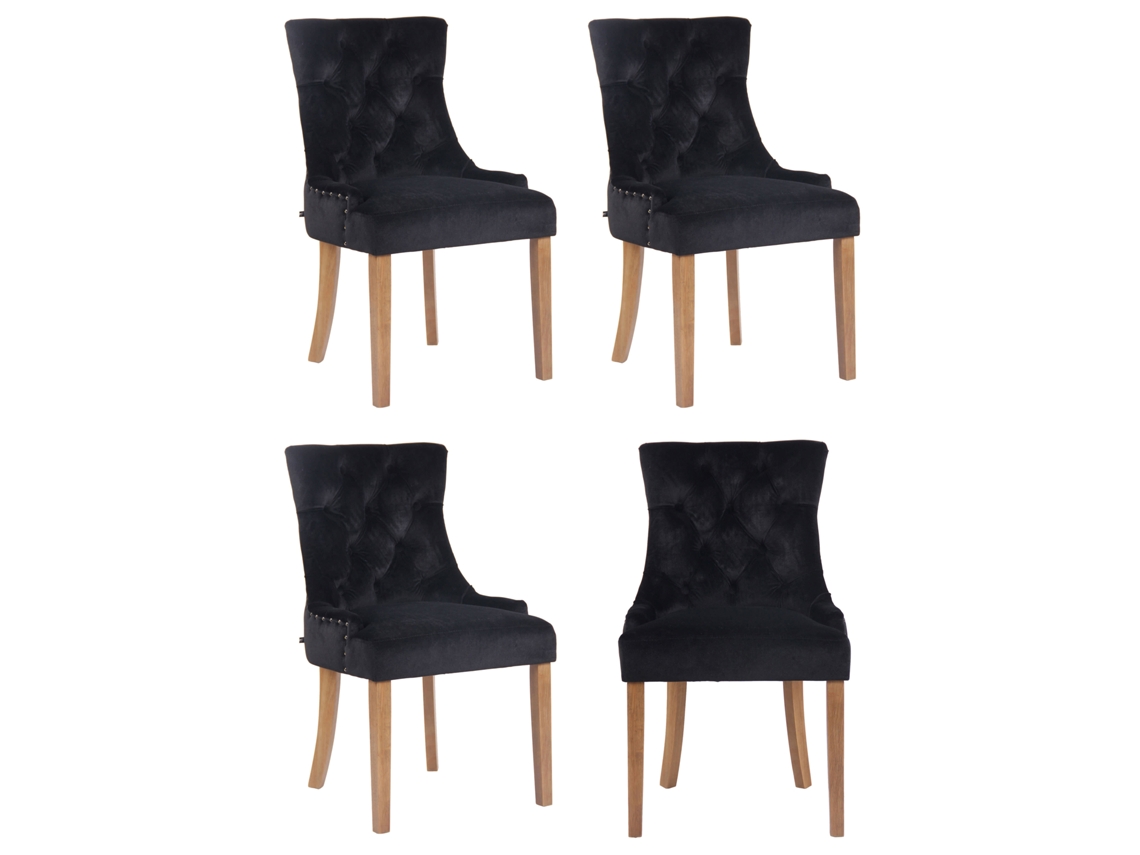 Conjunto de 4 cadeiras de jantar Veludo Aberdeen preto/antigo claro CLP