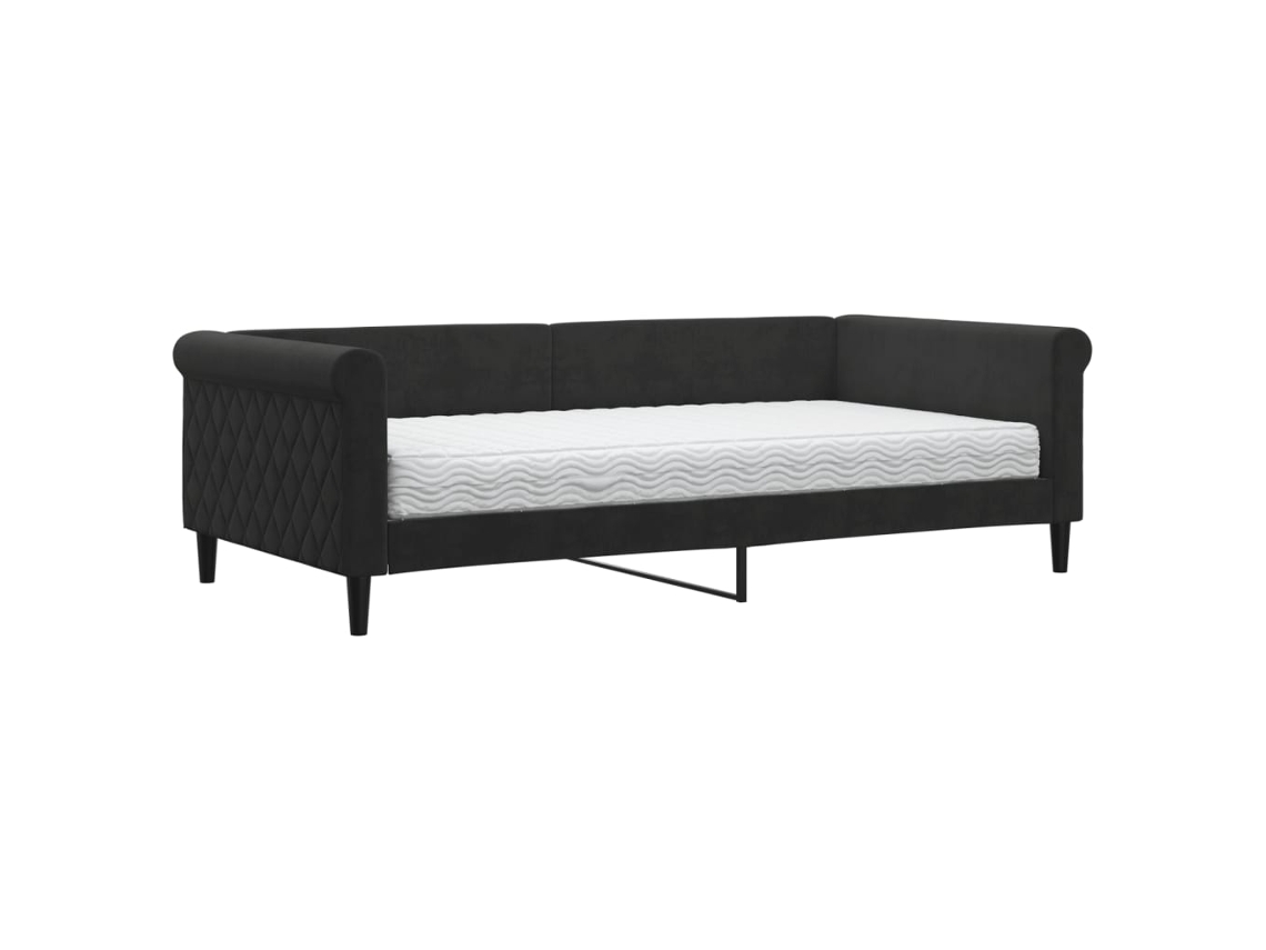 Sofá cama com Colchão 100x200 Cm Veludo Preto MAISON EXCLUSIVE